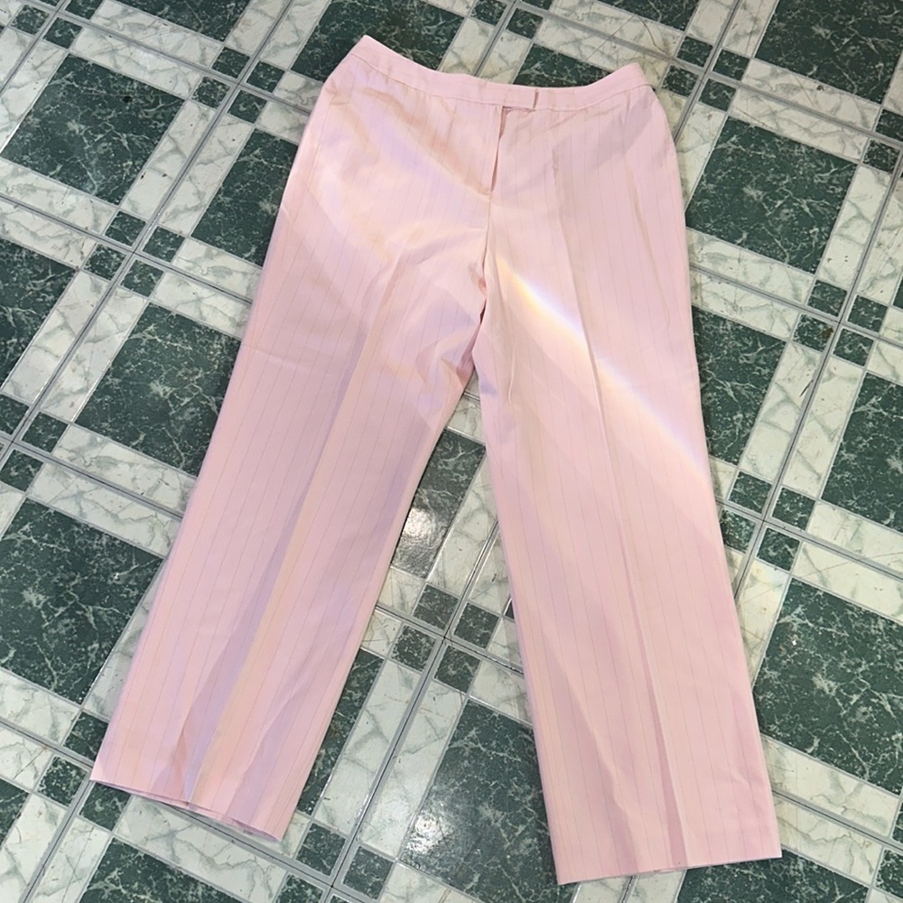 Women’s Pinstripe Pink Dress Trousers Vintage Suit Work Pants Size 16